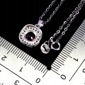 Delikatny 925 elegancki naszyjnik naturalny różowy topaz cyrkonie piękny