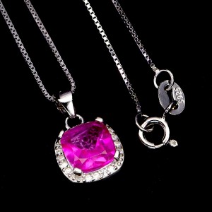 Delikatny elegancki naszyjnik naturalny różowy topaz cyrkonie piękny 925