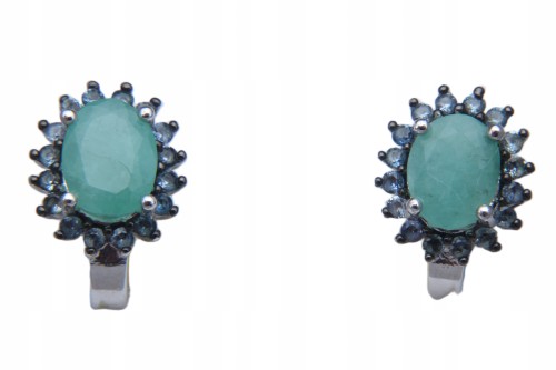 925 Eleganckie delikatne kolczyki naturalne beryle szafiry niebieskie 5