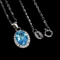 Piękny elegancki naszyjnik delikatny cyrkonie topaz Swiss Blue natural 925