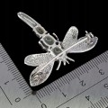 Zjawiskowa broszka naturalna masa perłowa markazyty ważka 925