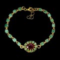 925 Bransoletka elegancka srebrna naturalne szmaragdy beryle rubin