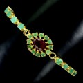 925 Bransoletka elegancka srebrna naturalne szmaragdy beryle rubin