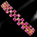 925 Elegancka zjawiskowa bransoletka srebrna naturalne rubiny