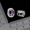 Kolczyki srebrne eleganckie delikatne naturalne ametysty cyrkonie 925 5