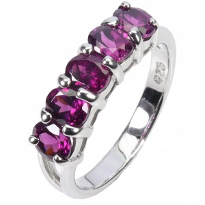 Pierścionek r 14.5 delikatny elegancki srebrny naturalne granaty rodolity