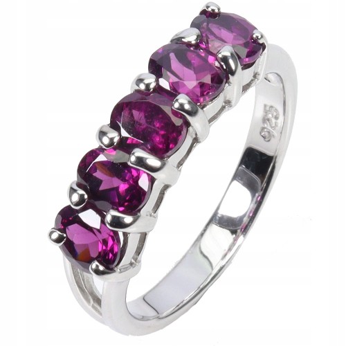 Pierścionek r 14.5 delikatny elegancki srebrny naturalne granaty rodolity