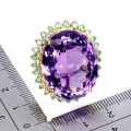 Zjawiskowy pierścionek naturalny ogromny 53ct ametyst szmaragdy r 18 925