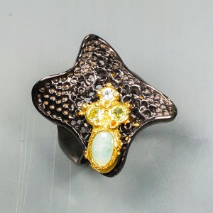 Artystyczny pierścionek beryl topaz oliwiny r 17 925