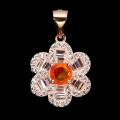 Delikatny elegancki wisiorek srebrny naturalny opal pomarańczowy kwiat 925