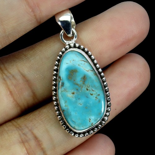 Zjawiskowy srebrny elegancki wisiorek turkus 925