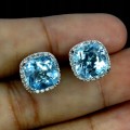 5 Delikatne srebrne kolczyki naturalne topazy sky blue cyrkonie 925 piękne