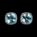5 Delikatne srebrne kolczyki naturalne topazy sky blue cyrkonie 925 piękne