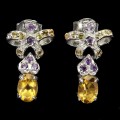 925 Kolczyki delikatne naturalne ametysty cytryny szafiry Songea 5
