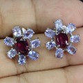 925 Srebrne kolczyki zjawiskowe naturalne tanzanity granaty rodolity 4