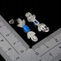 Srebrne 925 kolczyki delikatne cyrkonie opale niebieskie naturalne 4