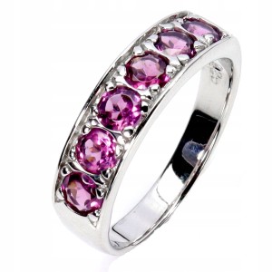 925 Pierścionek r 13.5 delikatny srebrny naturalne granaty rodolity