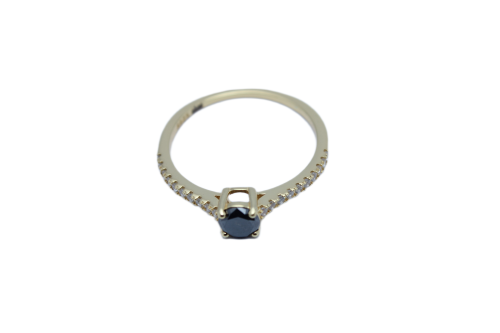 Pierścionek czarny diament 0.42ct srebrny 925 r 17