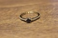 Pierścionek czarny diament 0.42ct srebrny 925 r 17