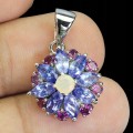 Delikatny elegancki wisiorek naturalny opal ognisty tanzanity granaty 925
