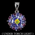 Delikatny elegancki wisiorek naturalny opal ognisty tanzanity granaty 925