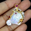 925 Piękny elegancki wisiorek naturalne rubiny Myanmar perła