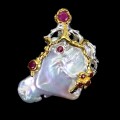 925 Piękny elegancki wisiorek naturalne rubiny Myanmar perła