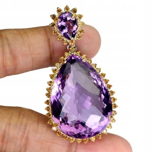 Zjawiskowy srebrny wisiorek 925 naturalne ametysty 86ct szafiry Songea