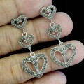 925 Kolczyki srebrne wiszące zjawiskowe naturalne markazyty serca 5