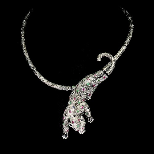 925 Srebrny zjawiskowy naszyjnik szmaragdy markazyty rubiny szafiry tygrys