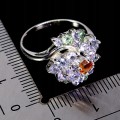 Pierścionek 925 elegancki naturalne tanzanity cytryn szmaragdy r 14