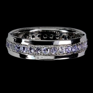 925 Elegancki delikatny pierścionek naturalne tanzanity srebrny r 13