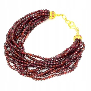Bransoletka srebrna 925 granaty naturalne rubiny 2