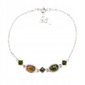 925 Delikatna elegancka bransoletka srebrna naturalne czarne opale cyrkonie