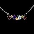 925 Naszyjnik delikatny naturalne granaty oliwin topaz sky ametyst cytryn