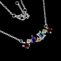 925 Naszyjnik delikatny naturalne granaty oliwin topaz sky ametyst cytryn