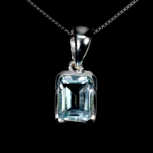 925 Piękny delikatny elegancki naszyjnik naturalny Sky Blue topaz