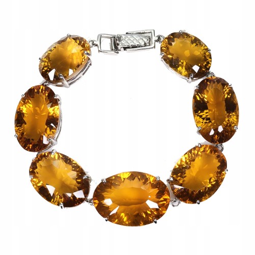 Elegancka zjawiskowa bransoletka naturalne okazałe cytryny 173ct srebrna