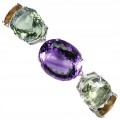 Zjawiskowa bransoletka naturalny ametyst cytryny prasiolity topazy 153ct
