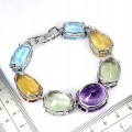 Zjawiskowa bransoletka naturalny ametyst cytryny prasiolity topazy 153ct