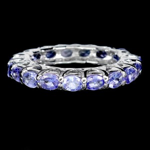 925 Elegancki delikatny pierścionek naturalne tanzanity srebrny r 14