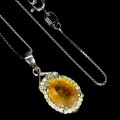 925 Elegancki delikatny srebrny naszyjnik naturalne żółte szafiry