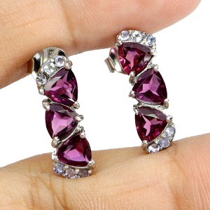 925 Srebrne kolczyki delikatne naturalne tanzanity granaty rodolity 5