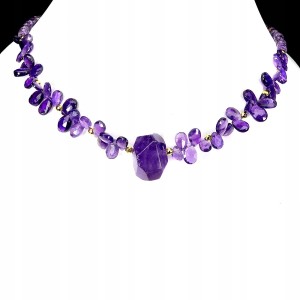 925 Srebrny piękny zjawiskowy naszyjnik naturalne ametysty elegancki