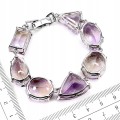 Elegancka zjawiskowa bransoletka naturalne okazałe ametryny 151ct srebrna