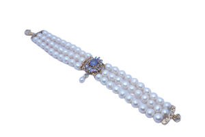 Bransoletka naturalne tanzanity perły srebro 925