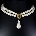 Naszyjnik srebro naturalny cytryn perły cyrkonie