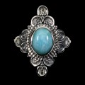 Pierścionek 925 zjawiskowy elegancki srebrny naturalny larimar r 19