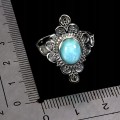 Pierścionek 925 zjawiskowy elegancki srebrny naturalny larimar r 19