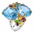 Zjawiskowy pierścionek srebrny naturalne topazy swiss blue 31 ct r 16.5